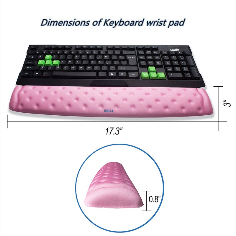 BRILA Memory Foam Mouse & Keyboard Wrist Rest Support Pad Cushion Set for Computer, Laptop, Office Work, PC Gaming - Massage Holes Design - Easy Typing Wrist Pain Relief (Pink Bundle) - Image 4